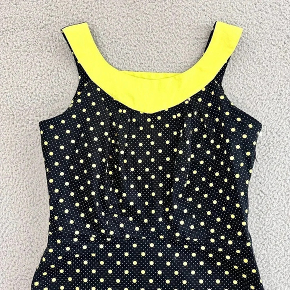 Bettie Page Las Vegas Dress Womens Medium Pin Up Retro Polka Dot Wiggle Pencil - Picture 16 of 16